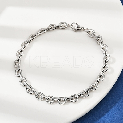 201 Stainless Steel Cuba Style Chian Bracelet for Men LS-BJEW-B138-06P-01-1