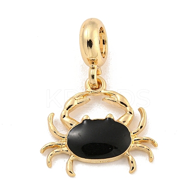 Rack Plating Alloy Enamel Crab European Dangle Charms FIND-B034-47G-1