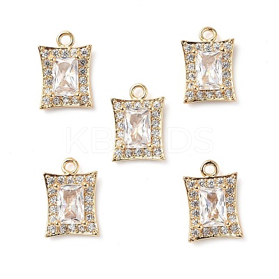 Brass Micro Pave Clear Cubic Zirconia Charms KK-E068-VF224-1