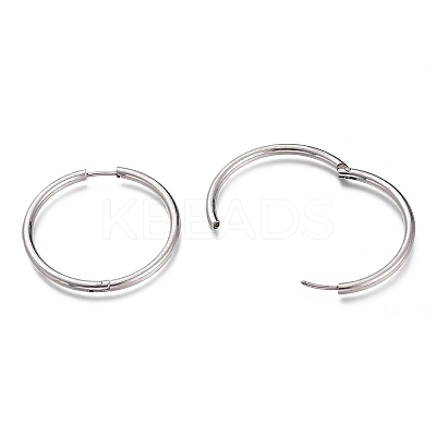 Tarnish Resistant 304 Stainless Steel Needle with 201 Stainless Steel Ring Huggie Hoop Earrings EJEW-L256-02D-P-1