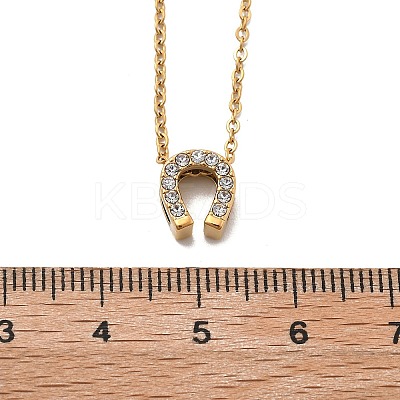 304 Stainless Steel Crystal Rhinestone Pendant Cable Chain Necklaces for Women LS-NJEW-C062-01B-G-1