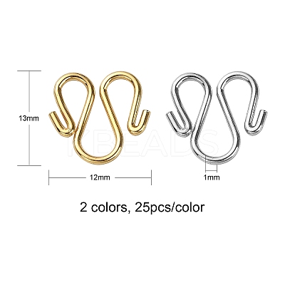 50Pcs 2 Colors 304 Stainless Steel Hook Clasps STAS-CJ0002-12-1