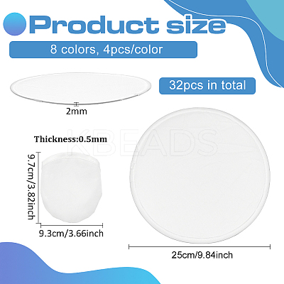 32Pcs 8 Colors Nylon Foldable Flying Disc or Fan with Storage Bag Assortment AJEW-BC0007-30A-1