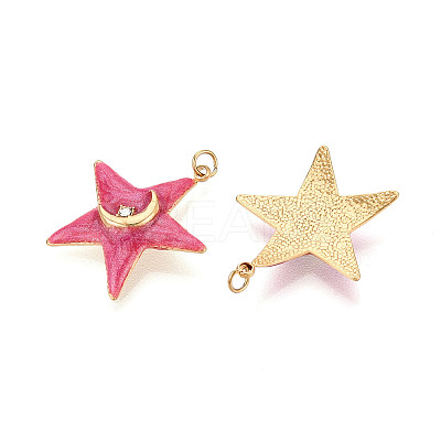 304 Stainless Steel Pave Crystal Rhinestone and Enamel Pendants STAS-T069-76-1