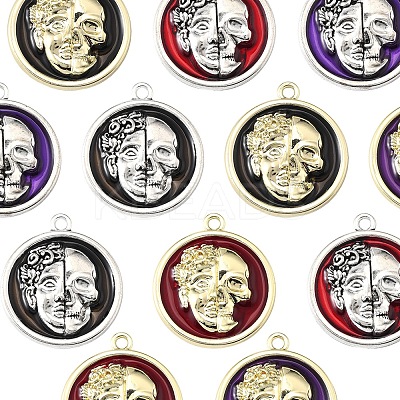 12Pcs 6 Colors Alloy Enamel Pendants FIND-FS0003-81-1