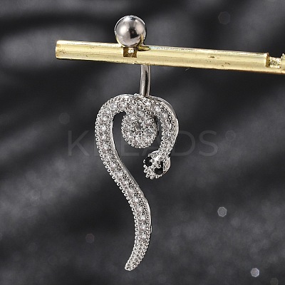 Alloy Rhinestone Snake Curved Barbell Belly Rings AJEW-R007-03P-02-1