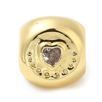 Rack Plating Brass Cubic Zirconia European Beads KK-Q784-42G-1