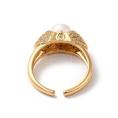 Brass Micro Pave Cubic Zirconia Cuff Rings RJEW-P088-05G-1