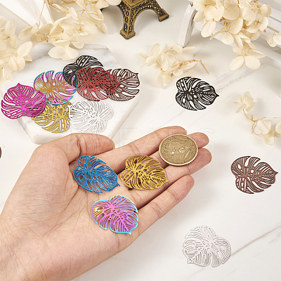 48Pcs 12 Styles 430 & 201 Stainless Steel Filigree Pendants STAS-TA0002-19-1