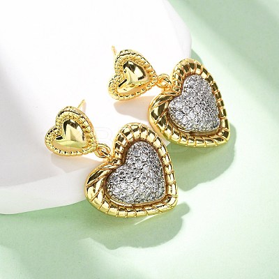 Brass Micro Pave Clear Cubic Zirconia Dangle Earrings EJEW-D322-01G-1