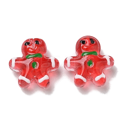 Christmas Transparent Glass Beads Strands LAMP-M021-02G-1