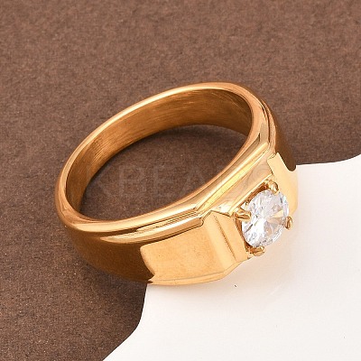 304 Stainless Steel Micro Pave Cubic Zirconia Finger Rings RJEW-D336-08G-1