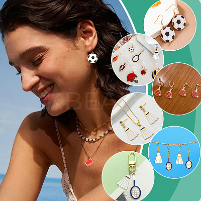 40Pcs 10 Styles Sports Goods Theme Alloy Enamel Pendants ENAM-ME0001-57-1