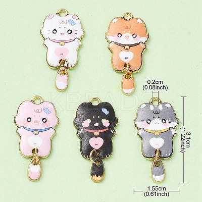 5Pcs 5 Colors Alloy Enamel Pendants ENAM-YW0003-65-1
