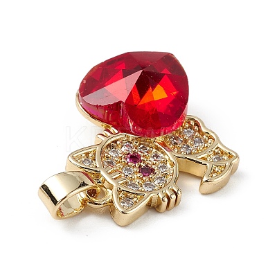 Real 18K Gold Plated Rack Plating Brass Micro Pave Cubic Zirconia Pendants KK-C015-31G-07-1