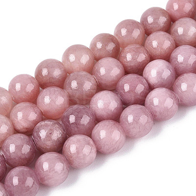 Natural Dyed Yellow Jade Gemstone Bead Strands X-G-R271-8mm-YXS05-1