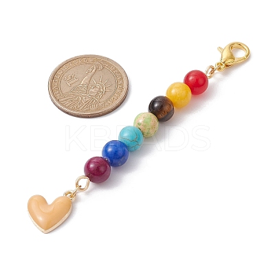 Alloy Enamel Heart Pendant Decorations HJEW-JM01507-01-1