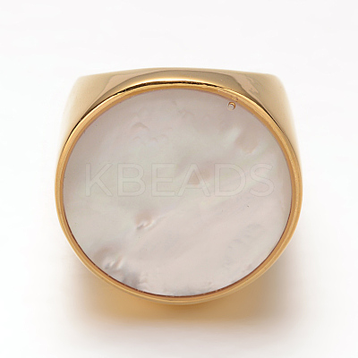 Fancy Style Ion Plating(IP) 316 Surgical Stainless Steel Shell Wide Band Finger Rings RJEW-F045-11A-16mm-1