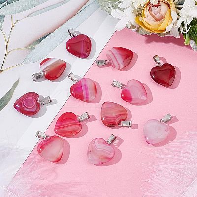 12Pcs Natural Banded Agate/Striped Agate Pendants G-UN0001-03-1