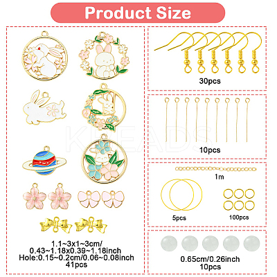 DIY Alloy Enamel Rabbit Earring Jewelry Making Kits DIY-YW0010-72-1
