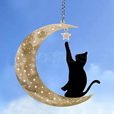 Acrylic Moon and Angel Cat Pendant Decoration ANIM-PW0001-159E-1