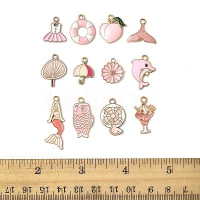 48Pcs 12 Styles Alloy Enamel Pendants ENAM-FS0003-50-1