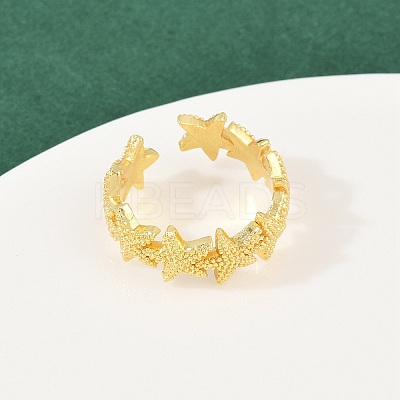 Brass Adjustable Cuff Rings for Women RJEW-H256-16G-1