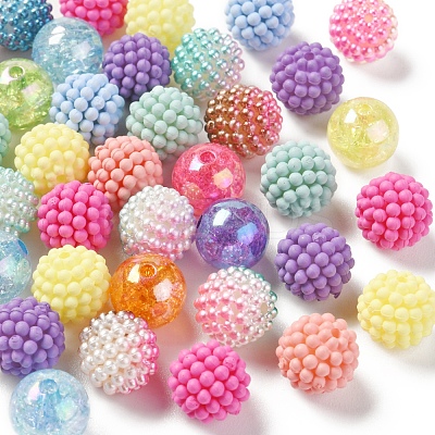 148Pcs 8 Style Rubberized Style & Imitation Pearl & Transparent Crackle Acrylic Beads MACR-YW0001-98-1