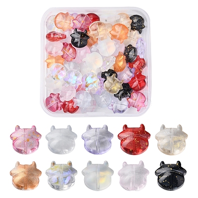 50Pcs 10 Style Transparent Spray Painted Glass Beads DGLA-FS0001-03-1