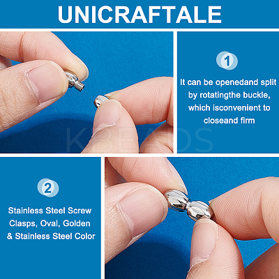 10Pcs 2 Colors 304 Stainless Steel Screw Clasps STAS-UN0050-13-1