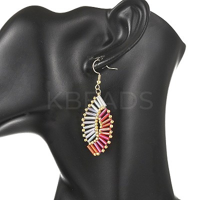 Glass Braided Beads Dangle Earrings EJEW-MZ00746-03-1