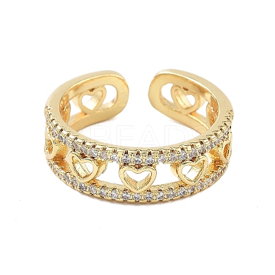 Brass Micro Pave Cubic Zirconia Cuff Rings for Women RJEW-U031-01G-1