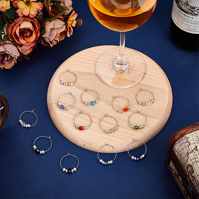 28Pcs 14 Colors Bicone Glass Wine Glass Charms AJEW-HY00010-1