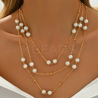 Elegant Iron & Round Glass Multi Layered Necklaces PM1009-1