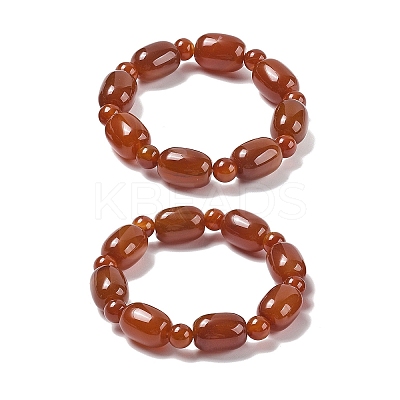 Natural Carnelian Bead Stretch Bracelets G-P570-01G-1