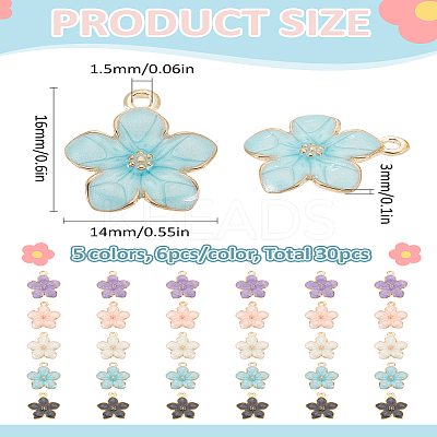 30Pcs 5 Colors Zinc Alloy Enamel Pendants ENAM-LP0001-09-1