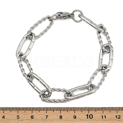 304 Stainless Steel Paperclip Chain Bracelets for Women Men BJEW-Z143-24P-1