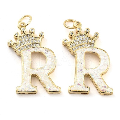 Brass Micro Pave Clear Cubic Zirconia Pendants KK-G498-01R-02-1