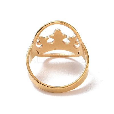 Ion Plating(IP) 201 Stainless Steel Oval with Crown Finger Ring RJEW-J051-42G-1