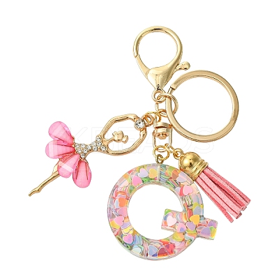Letter A~Z Transparent Glitter Resin Pendant Keychains KEYC-FZ00024-17-1