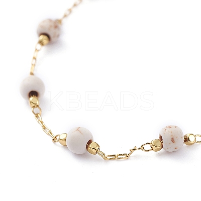 Round Synthetic Turquoise Beaded Bracelets BJEW-JB05274-03-1