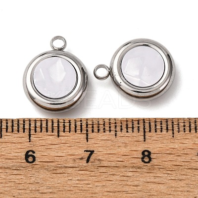 304 Stainless Steel Resin Pendants STAS-P406-15C-P-1