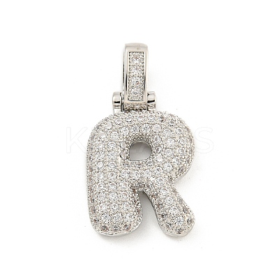 Brass Micro Pave Clear Cubic Zirconia Pendants KK-B099-01P-R-1