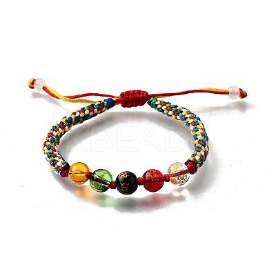 Glass Round Beads Braided Bead Bracelets BJEW-M110-01-1