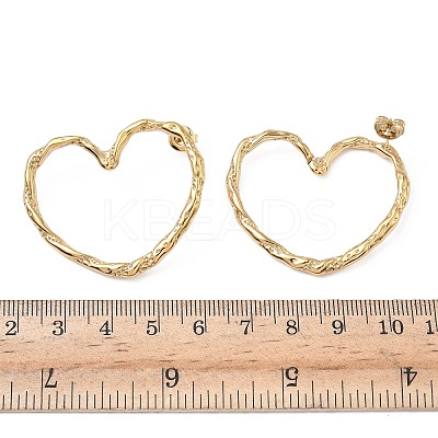 304 Stainless Steel Hollow Heart Stud Earrings EJEW-K268-55G-1