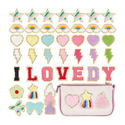 30Pcs 30 Styles Towel Cloth Computerized Embroidery Cloth Iron On/Sew On Patches DIY-PH0023-23-1