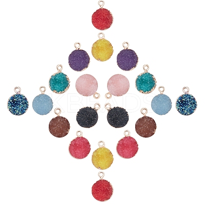 20Pcs 10 Colors Electroplate Druzy Resin Pendants RESI-SC0001-56LG-1
