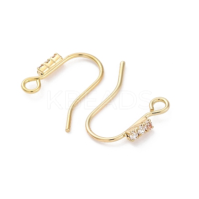 Brass Micro Pave Clear Cubic Zirconia Earring Hooks KK-Z084-10G-1