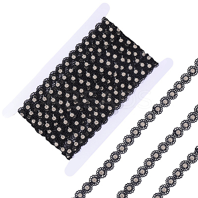 10Yards Metallic Yarn Flower Lace Ribbon OCOR-GF0005-45B-1