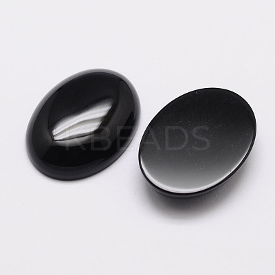 Oval Natural Dyed & Heated Black Agate Cabochons X-G-K020-40x30mm-01-1